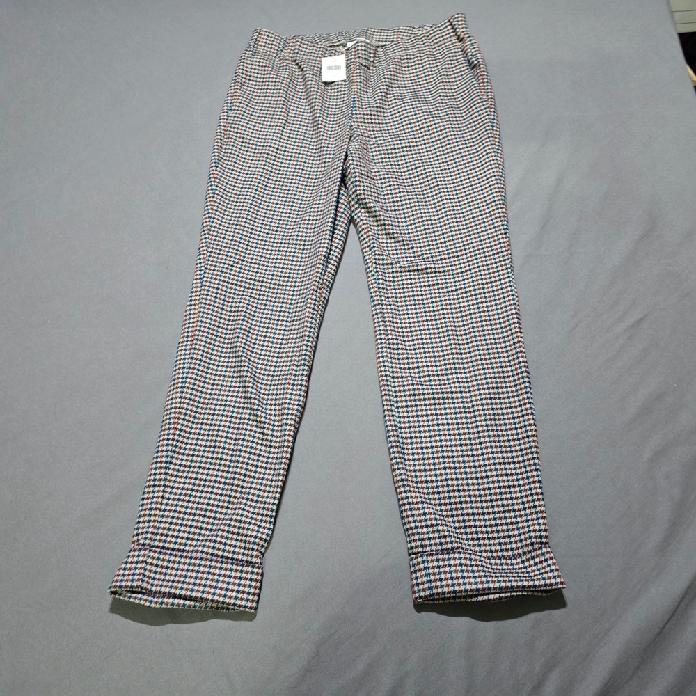 J. Jill Trousers Women 8P Navy Blue Multi Houndstooth Straight Leg Petite NEW